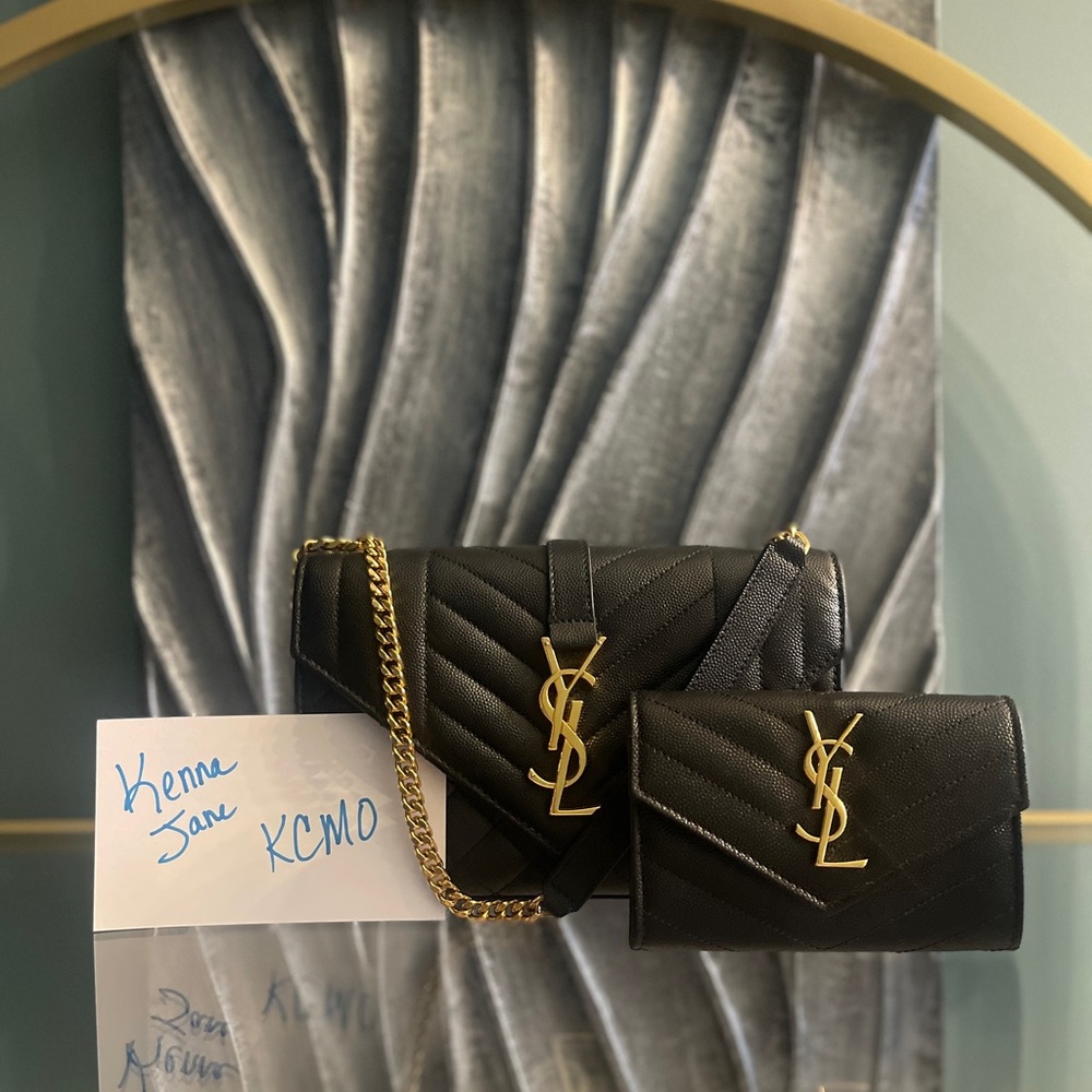 Yves Saint Laurent Black Quilted Leather Bag Set-SOLD